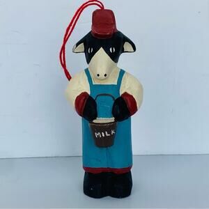 Vintage Dairy Cow Farmer Christmas Ornament